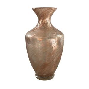 Italian Art Glass Rose Gold Glitter Swirl Vase